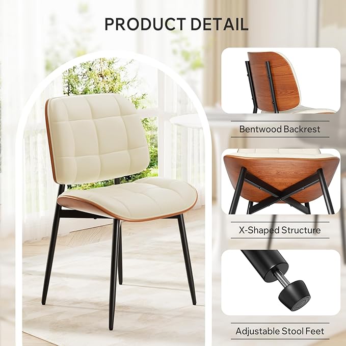Dining Chairs Set of 6, Mid Century Modern Dining Room Chair with Thick Cushi...