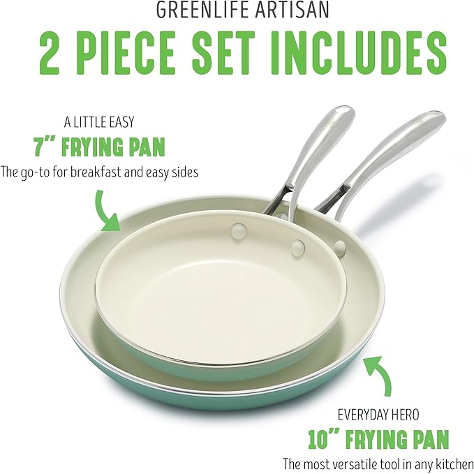 GreenLife Artisan Healthy Ceramic Nonstick, Stainless Steel Handle, Dishwasher - Image 5
