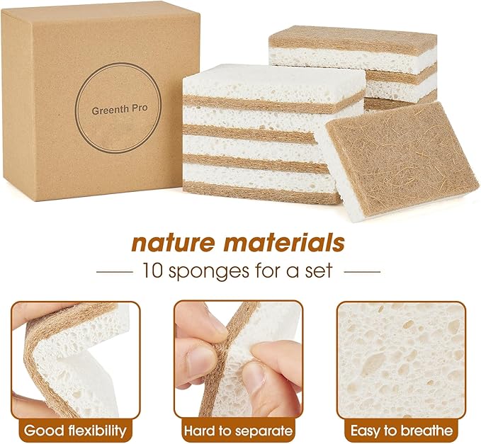 GREENTH PRO 10 Pack Nature Dish Sponge - Image 3