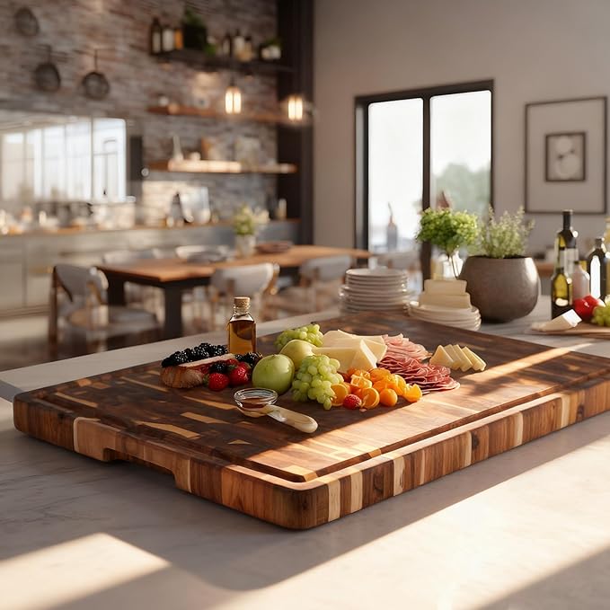 Utoplike Large Acacia Cutting Board 22 x 16 inch, End Grain Largest Wooden - Image 8