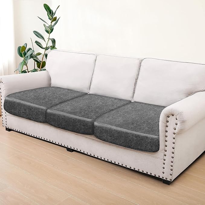 Leather Look Couch Cushion Covers Sofa Seat Slipcovers Sets Couches Furniture - Image 7
