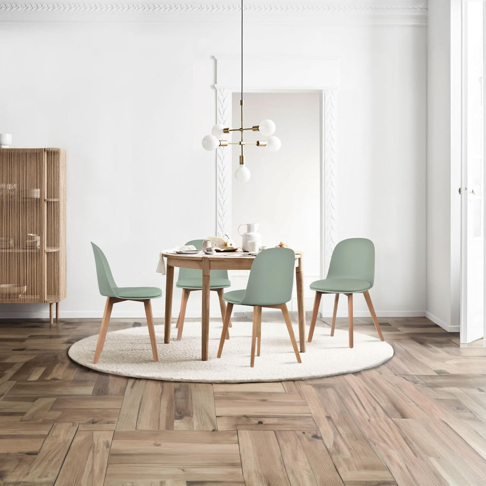 2xhome Set of 2 Modern Armless Dining Chairs | Plastic Shell with PU Leather ...