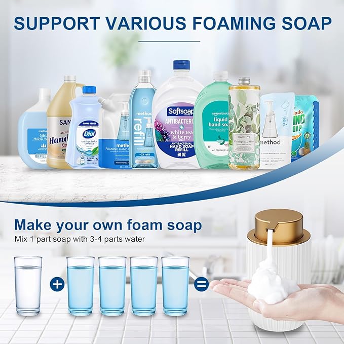 Ceramic Foaming Soap Dispenser, 12 oz Bathroom Foam Hand Soap Dispenser - Image 4