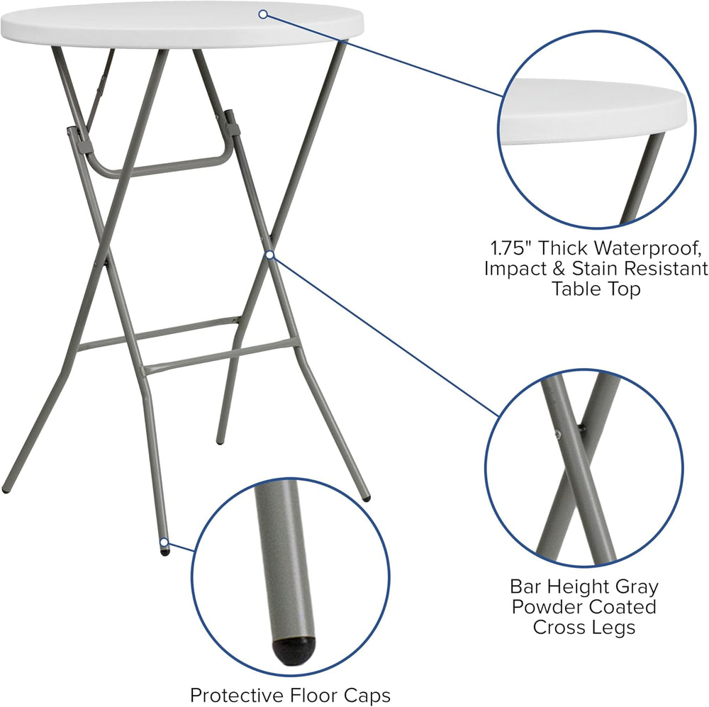 Flash Furniture Elon 32' Round Folding Bar Height Table for Parties and C...
