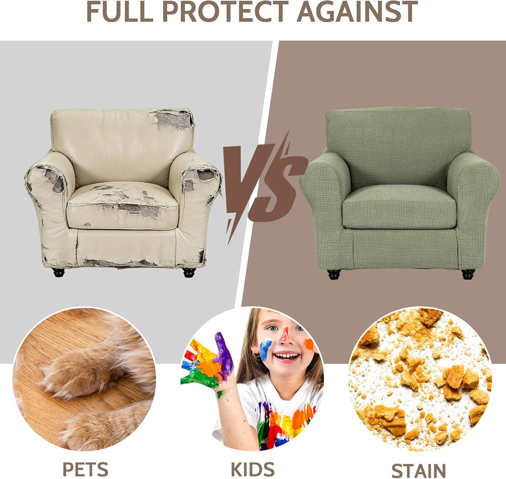 Sofa Cover Armchair Slipcover Chair Cover 2-Piece Couch Slipcover with Arms