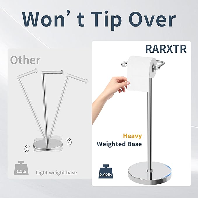 RARXTR Toilet Paper Holder Stand, Post Pivoting Design Free Standing Toilet - Image 4
