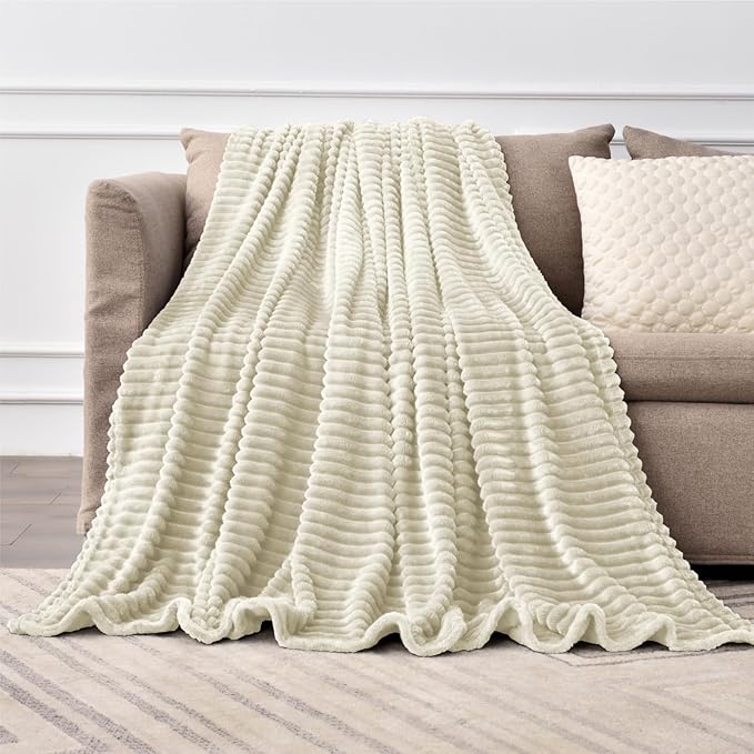 BEDELITE Fleece Blanket Twin Size – 3D Ribbed Jacquard Soft and Warm Decorative - Image 6