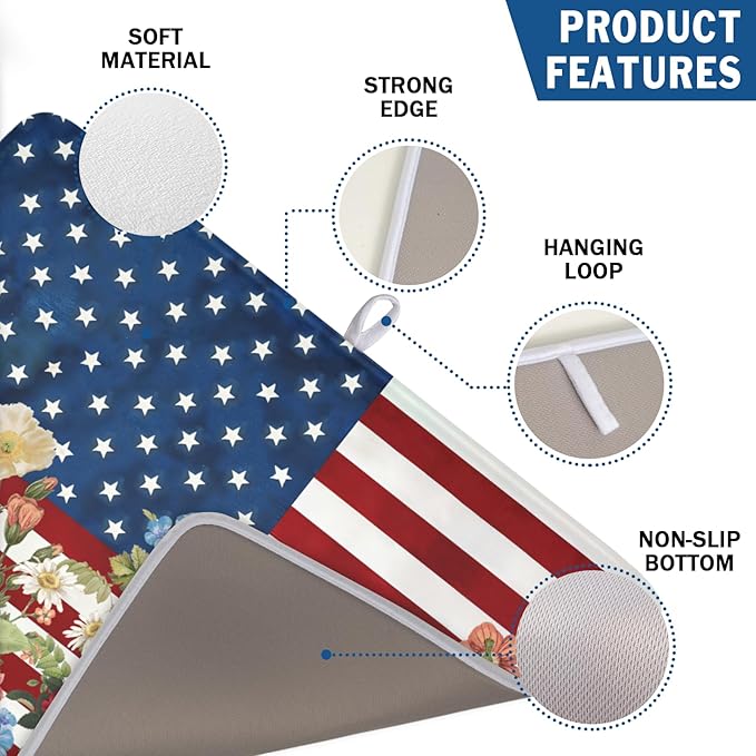 4th of July Dish Drying Mat 24x18 Inch, Patriotic Drying Mat - Image 3