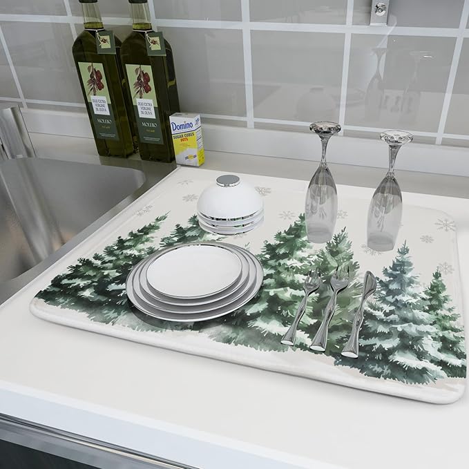 Winter Pine Tree Dish Drying Mat - Image 6
