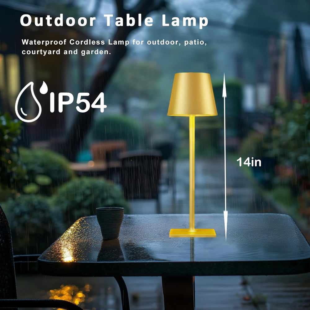 4 Pack Gold Led Cordless Table Lamps-Rechargeable Lamp Set of 4,Tabletop Ligh...