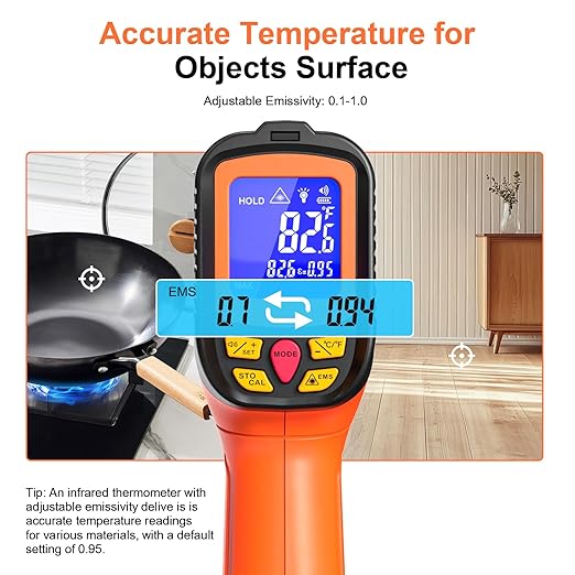 -58°F to 2732°F Digital Infrared Thermometer Gun, 50:1 Distance Ratio Laser