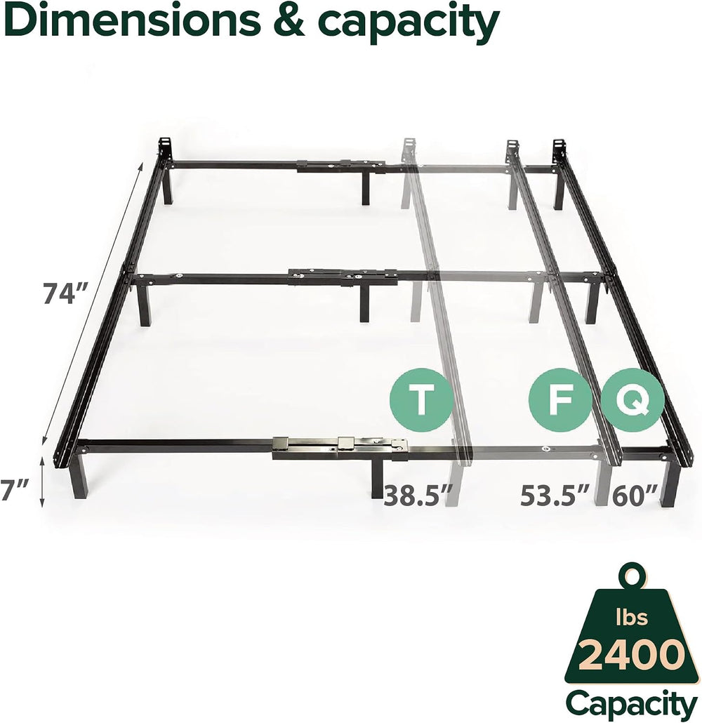 ZINUS Compack Metal Adjustable Bed Frame / 7 Inch Support Bed Frame for Box S...