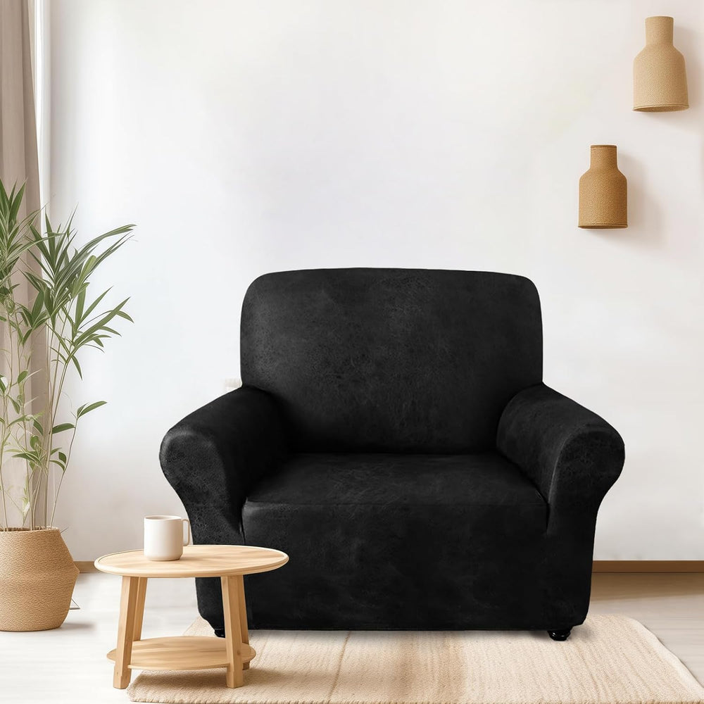 ANARACHON 1-Piece Leather-Look Armchair Cover, Stretch Chair Slipcover