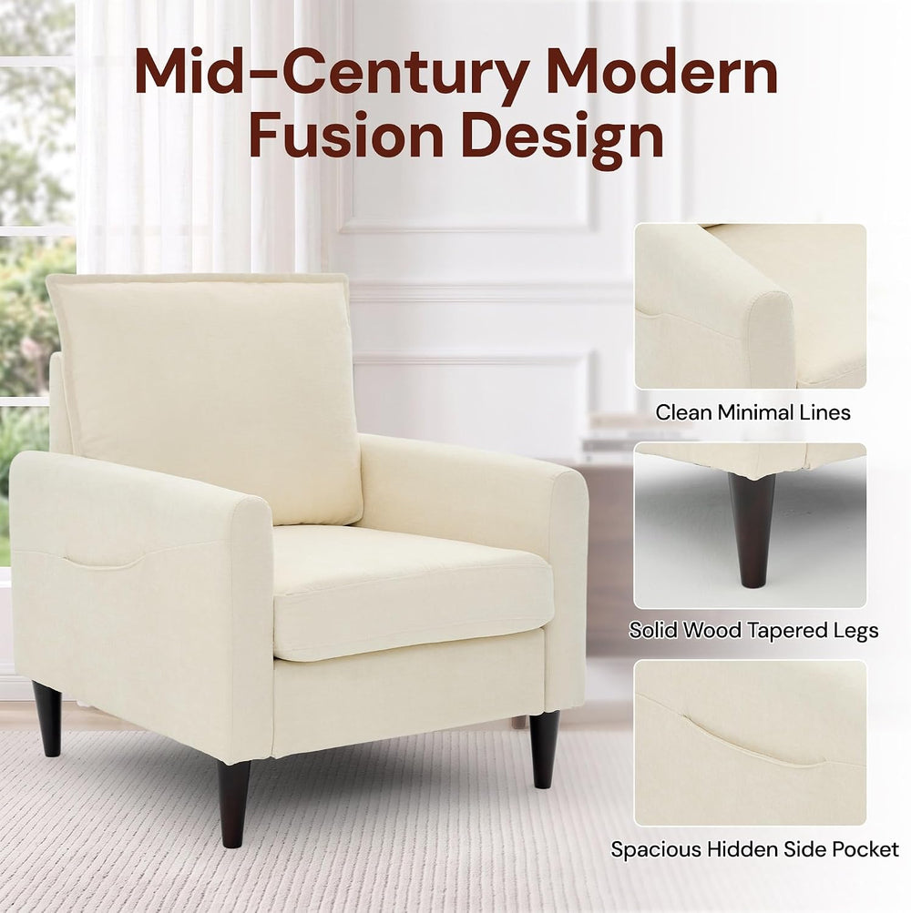Korser Accent Chair for Living Room, Comfy Upholstered Mid-Century Reading Ch...