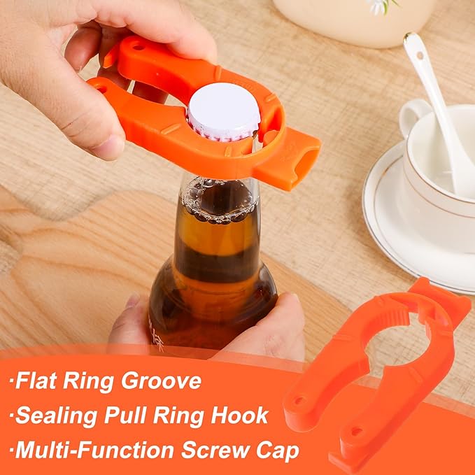 8 Pcs Water Bottle Opener Plastic Bottle Cap Opener Multi-Purpose Orange Soda - Image 7