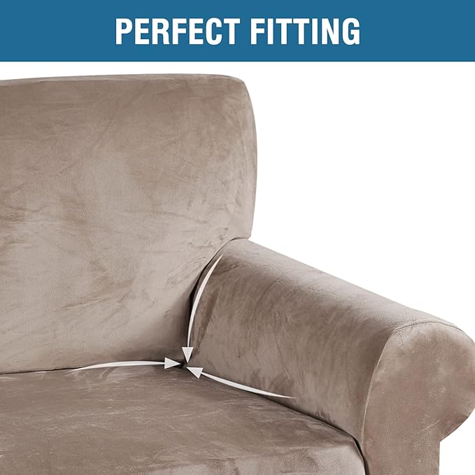 H.VERSAILTEX Stretch Velvet Armchair Cover Couch Covers 1 Cushion Chair - Image 4