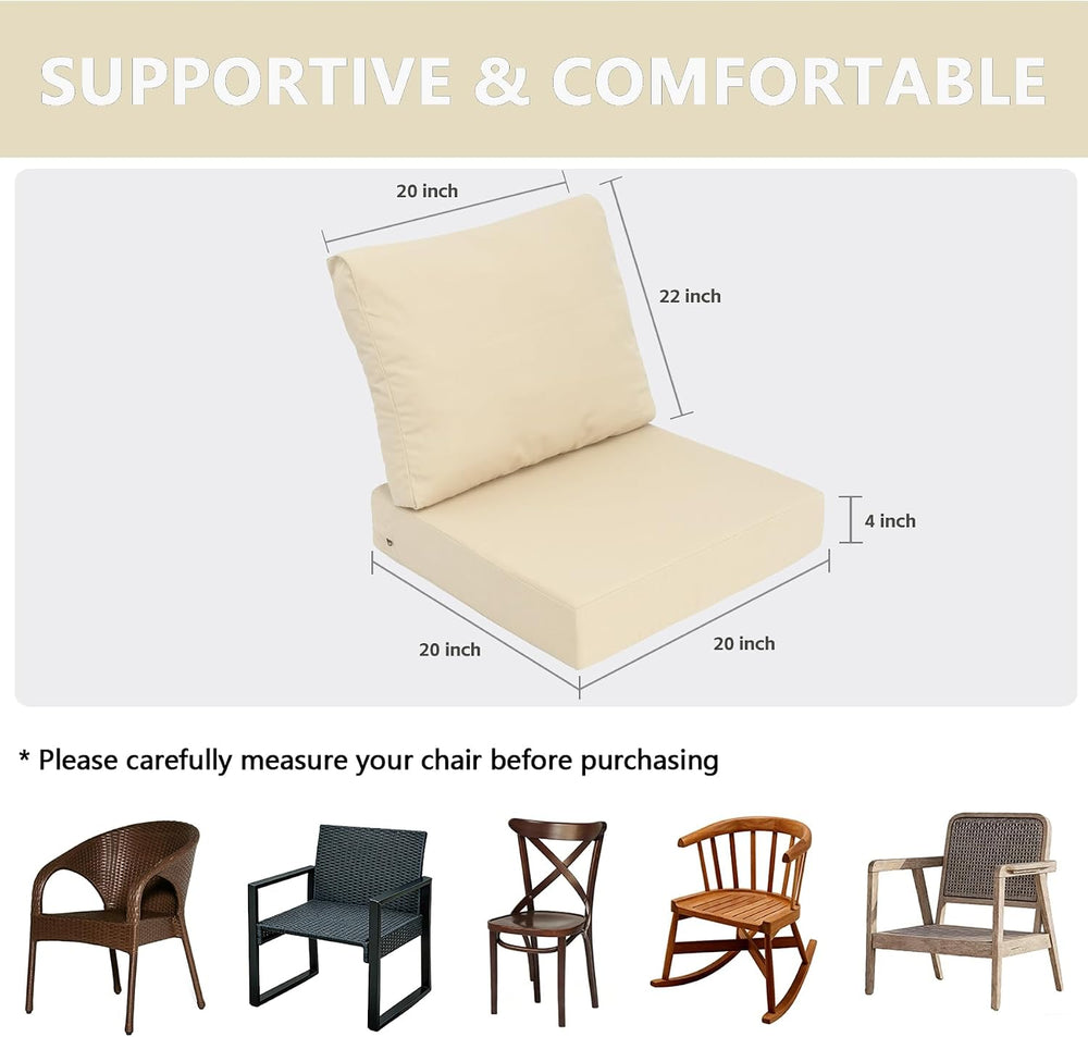 Goodgoods 25x25 Outdoor Deep Seat Cushions 2-Pack, 35D Foam, Beige