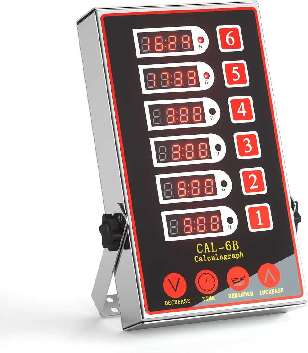 Commercial Kitchen Timer with 6 Channels, Professional LED Digital Timer