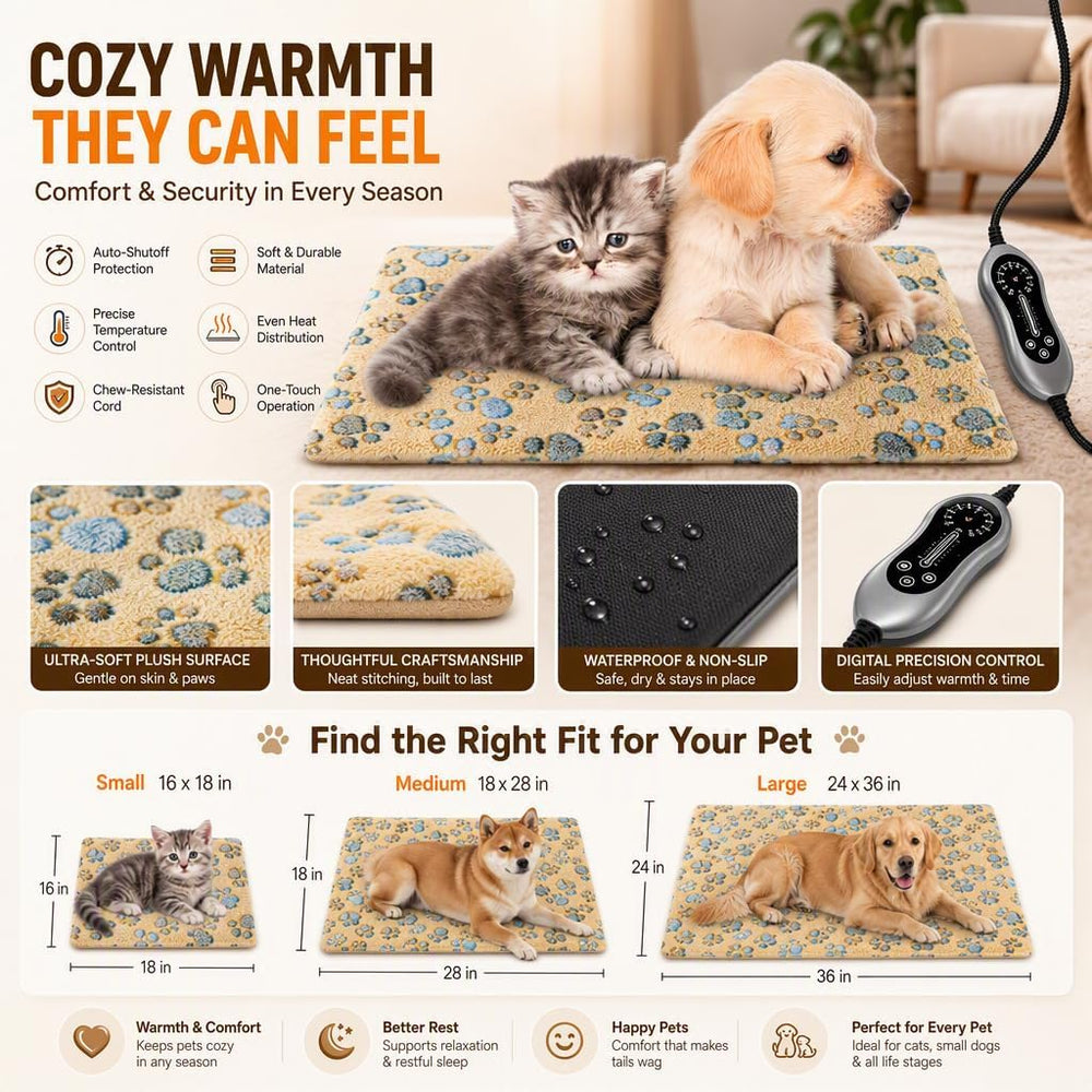 Pet Heating Pad 18X28`` for Dogs Cats with Smart Controller