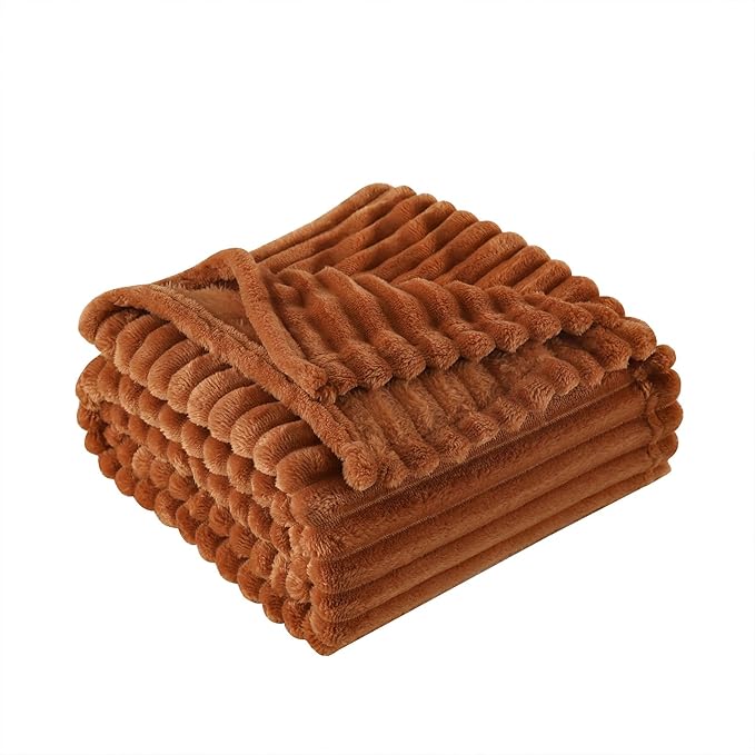 Burnt Orange Fleece Throw Blanket 50”×60” - Image 3