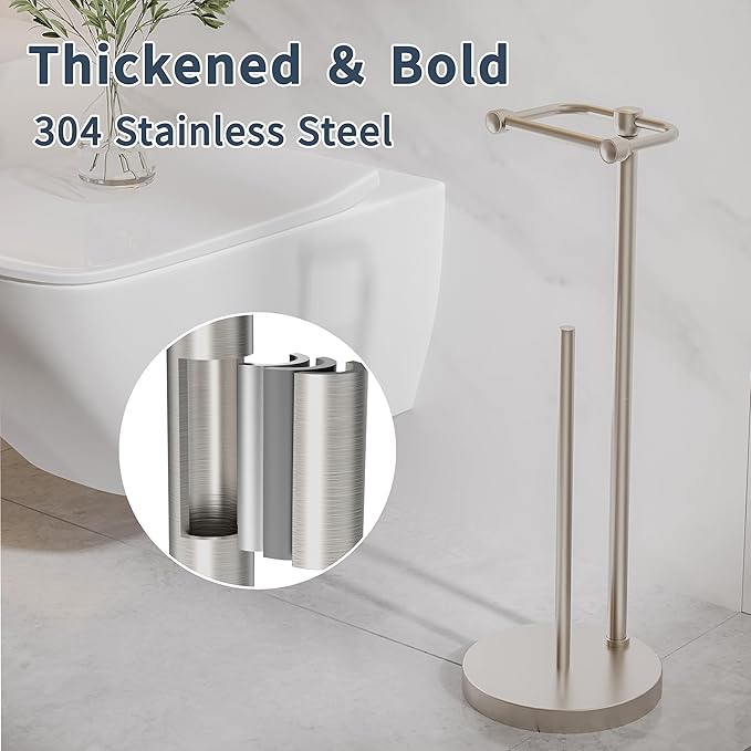 RARXTR Toilet Paper Holder Stand, Post Pivoting Design Free Standing Toilet - Image 6