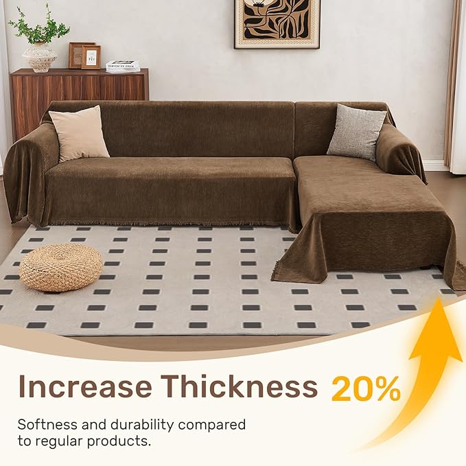 Sectional Couch Covers, 2 Pieces Washable L Shaped Couch Covers Sofa Blanket - Image 3