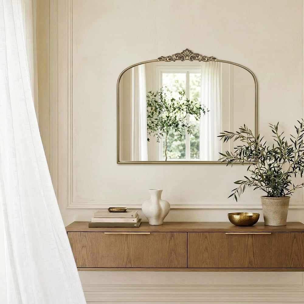 Matte Gold Vintage Mirror 36" x 30" Baroque Wall Mirror