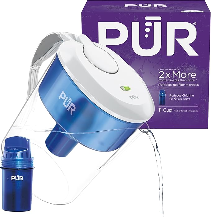 PUR 11-Cup Water Pitcher, 1 Filter, Great-Tasting Water, Dishwasher Safe by PUR