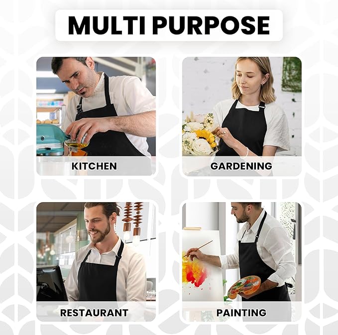 Adjustable Bib Apron 100% Polyester Kitchen Aprons Waterdrop Resistant Aprons - Image 6