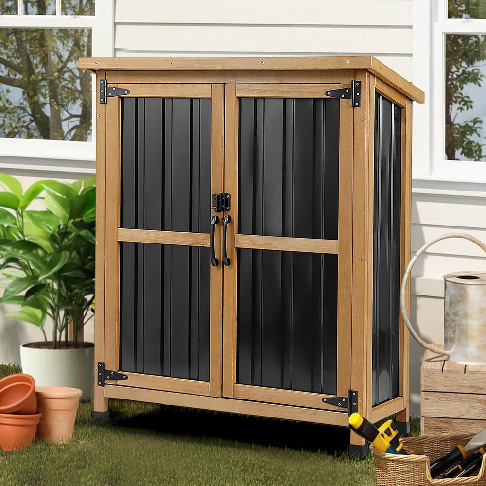 PetsCosset Small Outdoor Storage Cabinet Weatherproof with Lockable Doors