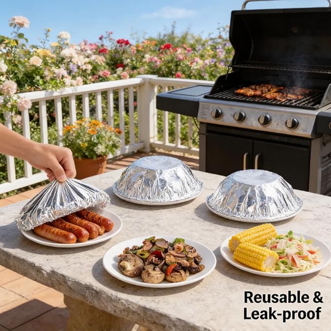 70PCS Reusable Aluminum Foil Food Covers, Aluminum tin Foil Insulation Cover - Image 7