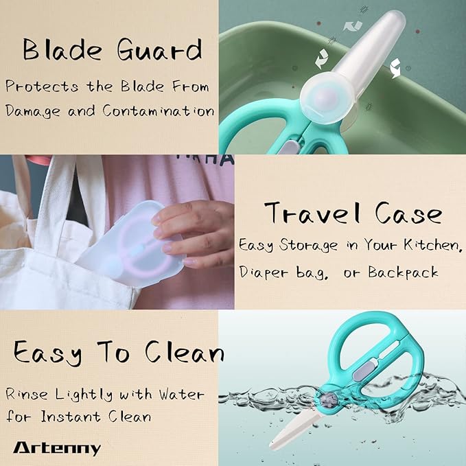 Baby Food Scissors with Travel Case, Ceramic Food Scissors Kids, Toddler - Image 4