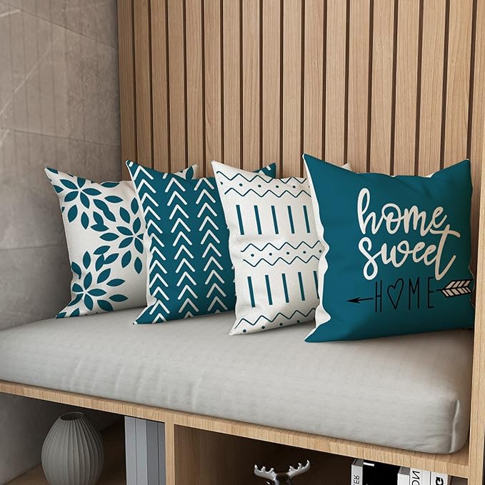YCOLL Pillow Covers 18x18 Set of 4, Modern Sofa Throw Pillow Cover, Decorative - Image 5
