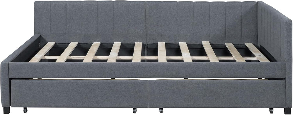 Harper & Bright Designs Upholstered Daybed with Storage Drawers, Full Siz...