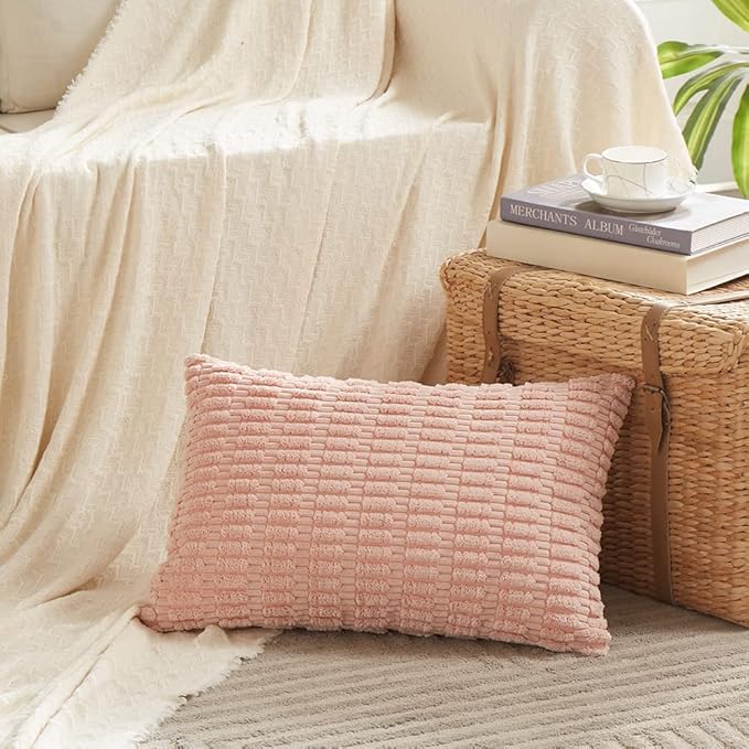 Fancy Homi 4 Packs Boho Pink Decorative Throw Pillow Covers 16x24 Inch - Image 2
