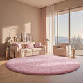 Ophanie Round Rugs 6Ft Pink Circle Area Rug, Fuzzy Bedroom Carpet, Large Shag by Ophanie