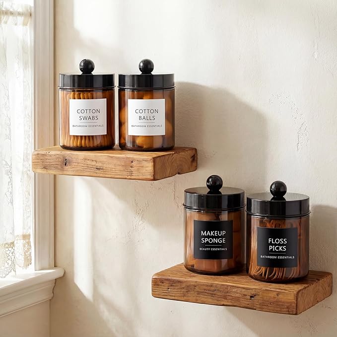 Amolliar Amber Glass Qtip Holder, Apothecary Jars - Image 4