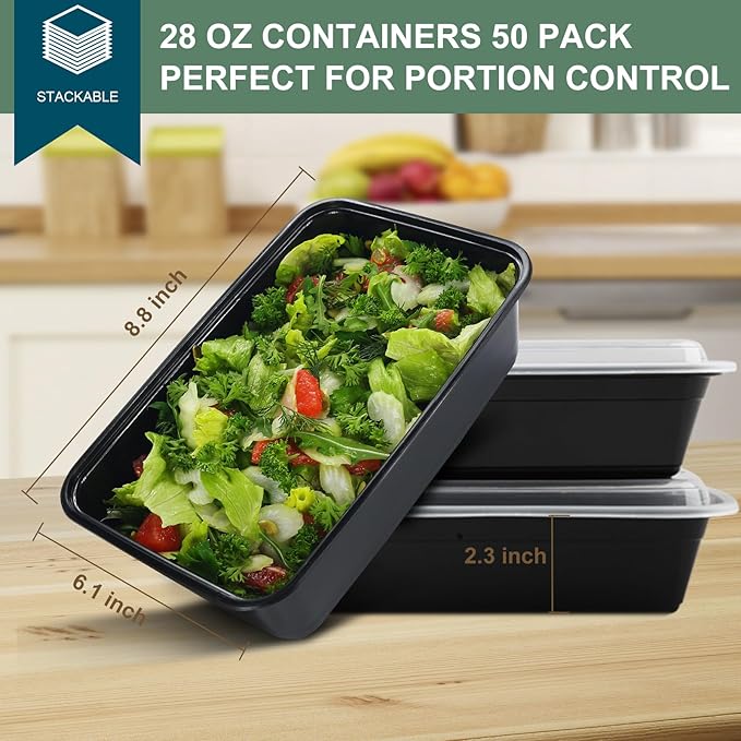 vivigu Meal Prep Containers Reusable 50 Pack - 28 oz Food Containers - Image 3