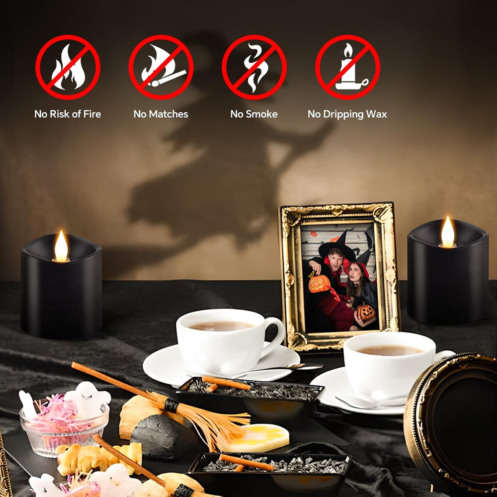 3x3 Halloween Flickering Flameless Candles Set of 3, LED Battery Candles Flic...