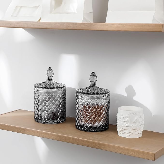 rejomiik 2 Pack Qtip Holder Glass Apothecary Jars - Image 4