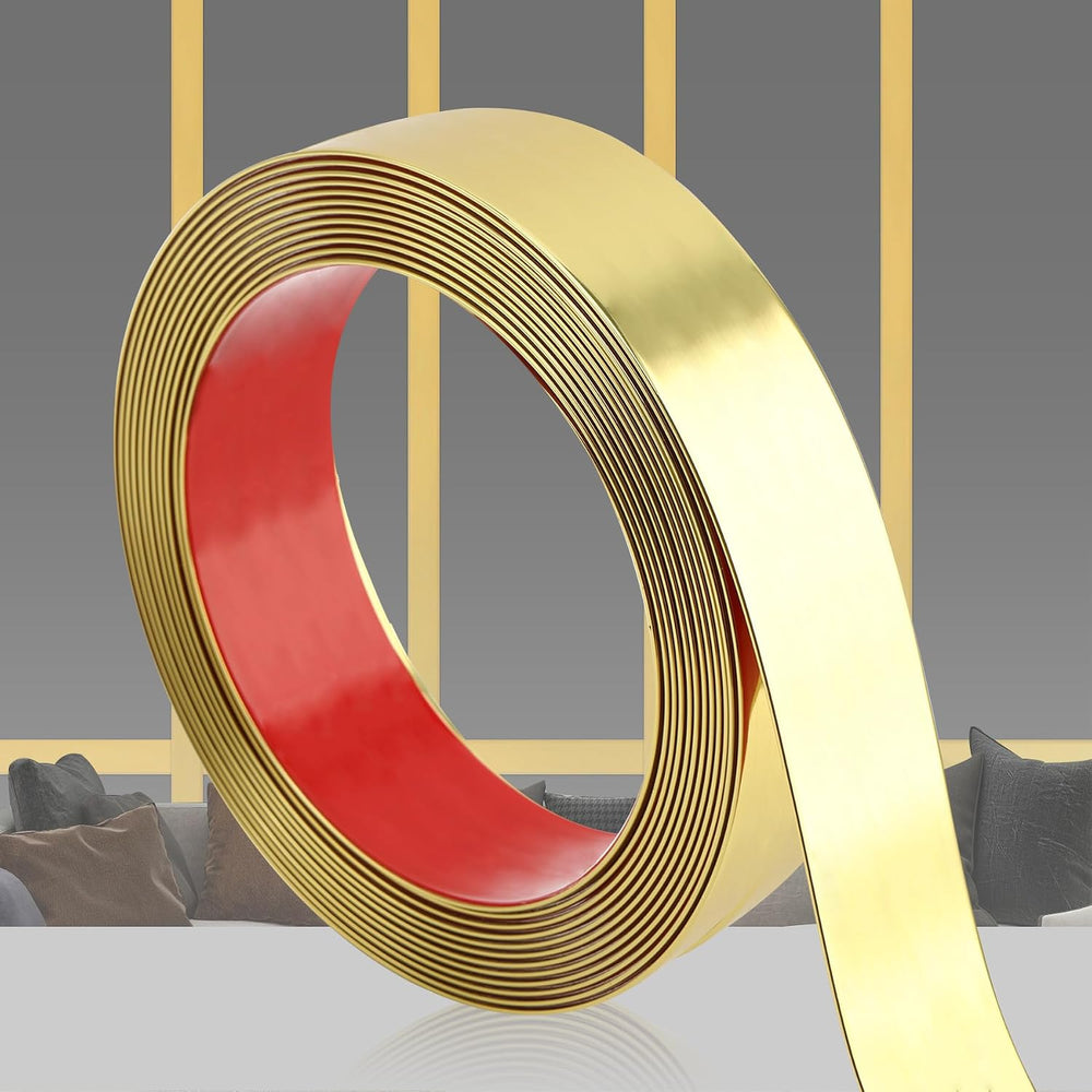 QDYMXUN Glossy Gold Peel and Stick PVC Molding Trim, Flexible DIY Wall Accent...