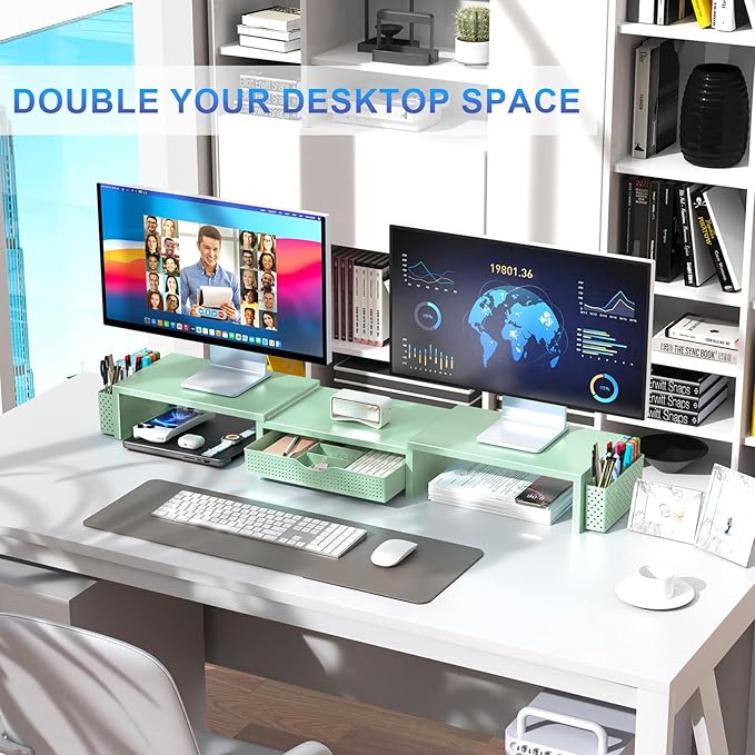 gianotter Dual Monitor Stand Riser, Desk Organizer
