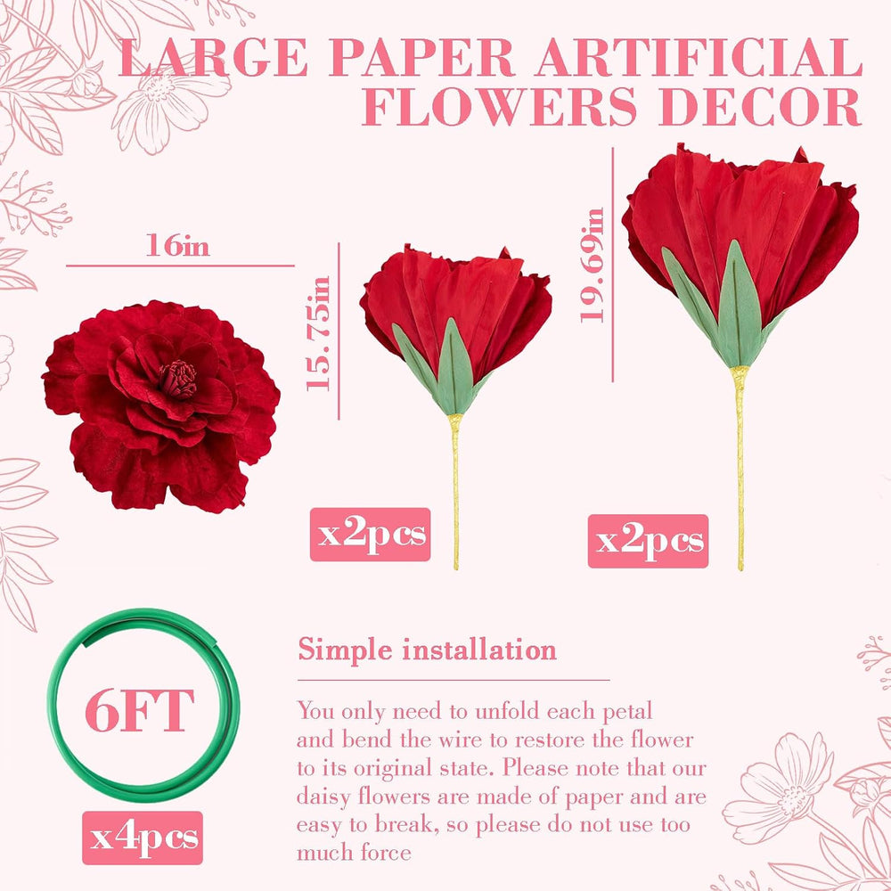 4 Pcs 5 ft Large Peony Giant Artificial Peony