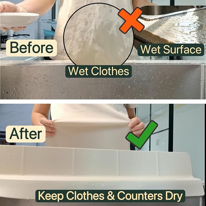 Sink Splash Guard | Tall Wall Splatter Screen | Keeps Clothes & Countertops Dry - Image 3