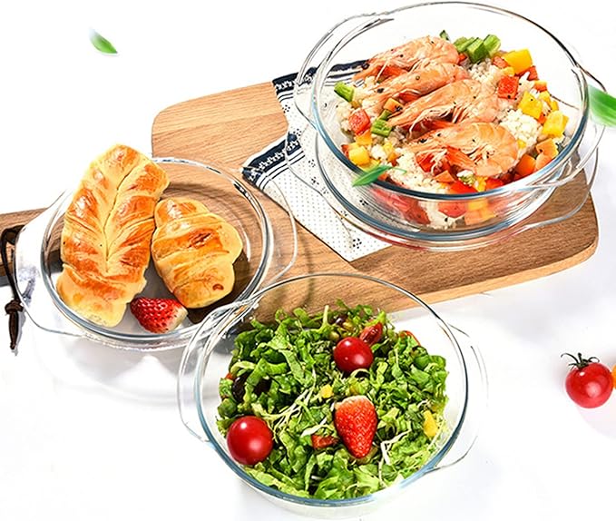 Casserole Baking Dish with 2 pcs, 1.5 QT large, Round with Handle and Lid - Image 5