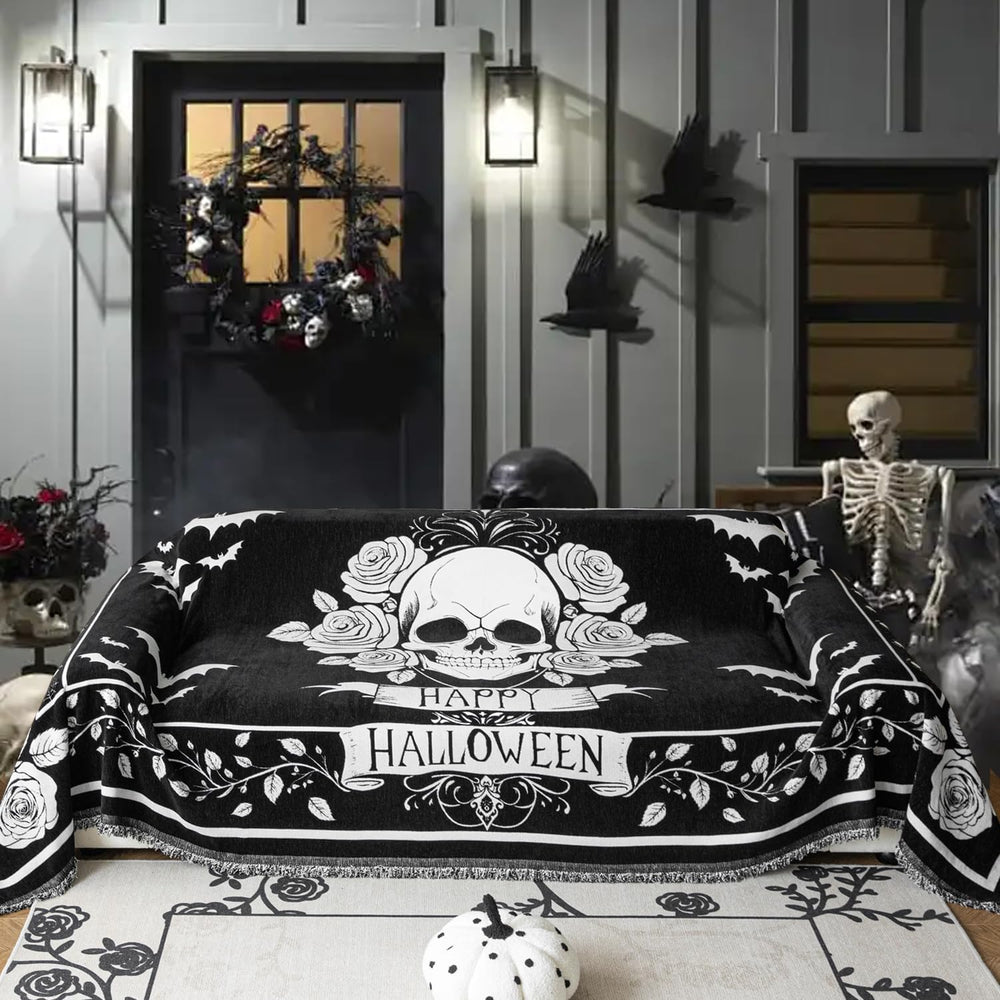 EVENHUG Halloween Sofa Cover Soft Washable Reversible Couch Cover Halloween H...