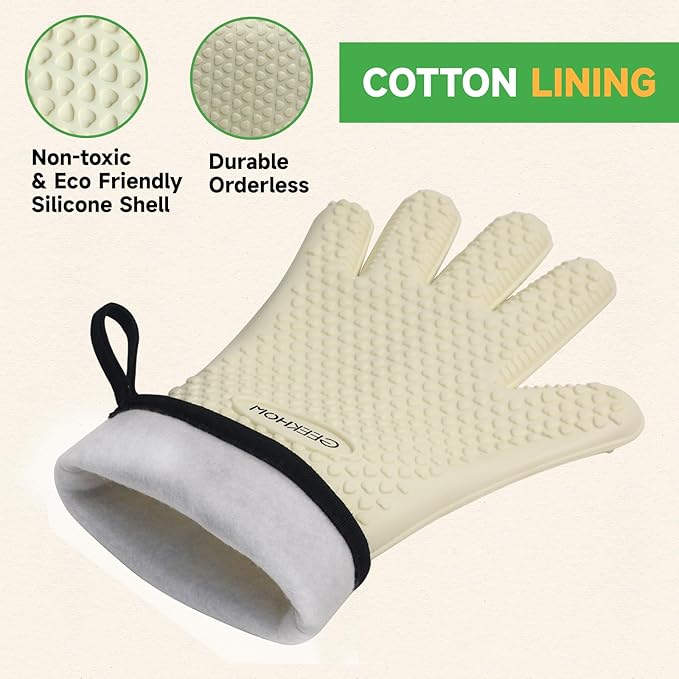GEEKHOM BBQ Gloves Heat Resistant Oven Mitts - Image 6