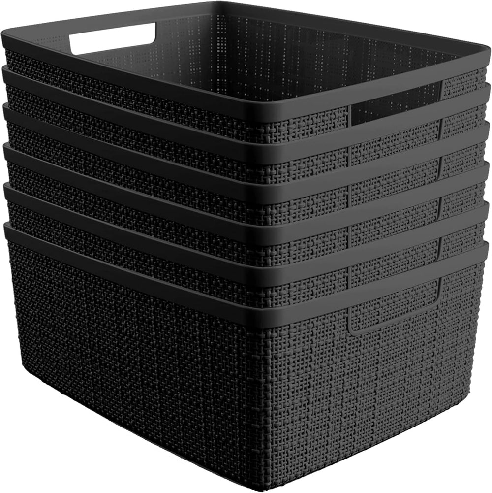Curver Set of 6 Medium 12L Jute Decorative Plastic Organization and Storage B...