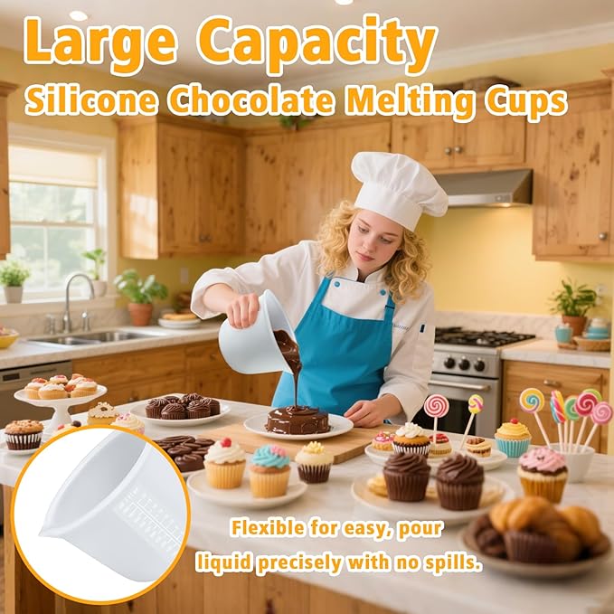 Palksky Silicone Cups for Melting Chocolate, Chocolate Melting Pot for Dipping - Image 2