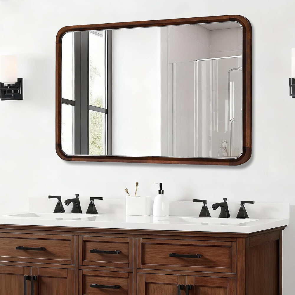 Bathroom Mirror for Wall,Wood Rectangle 30 x 40 inch Hanging Vanity Mirrors